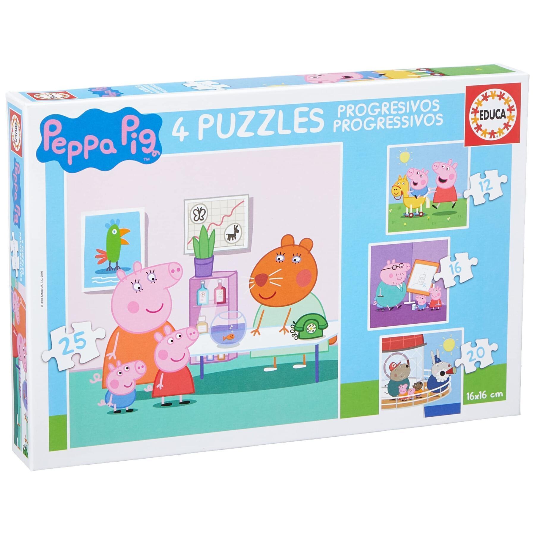 12-16-20-25 stukjes progressieve puzzel Peppa Pig