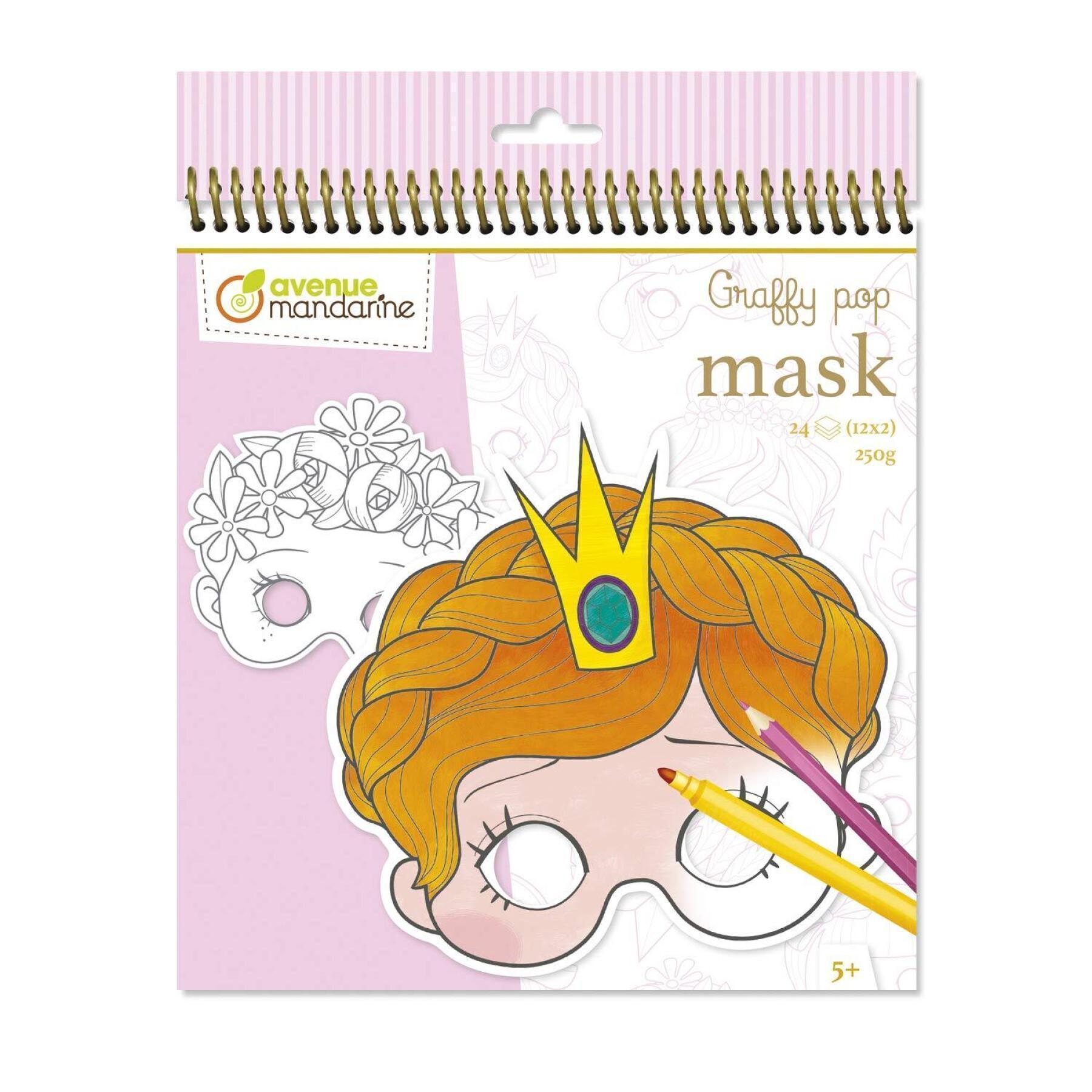 24 kleur- en knipvellen voor meisjes Avenue Mandarine Graffy Pop Mask