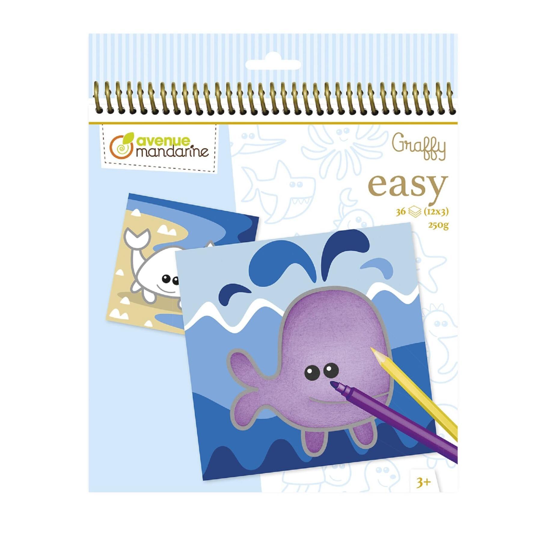 Boekje met 24 kleurplaten zeedieren Avenue Mandarine Graffy Easy