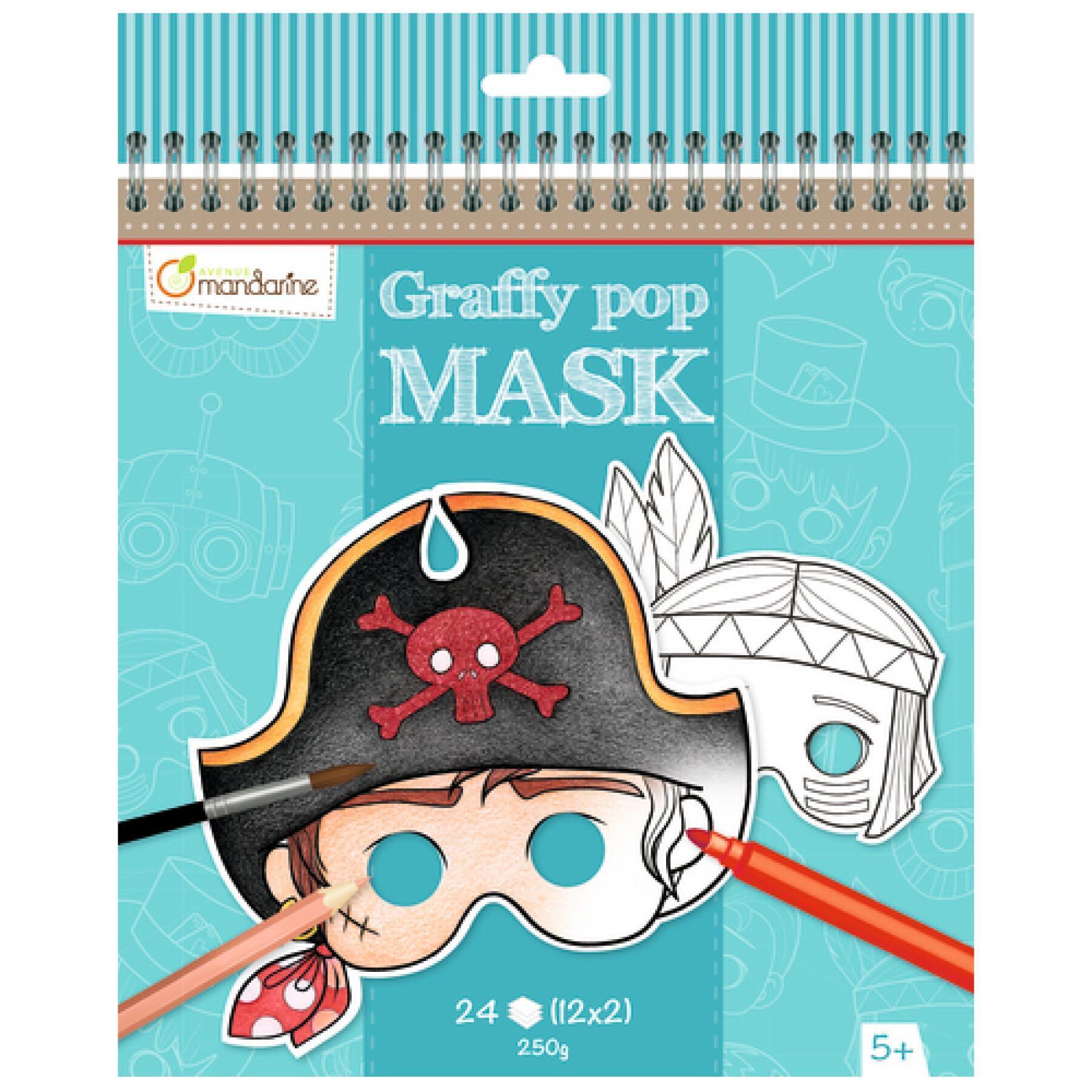 24 kleur- en knipvellen voor jongens Avenue Mandarine Graffy Pop Mask