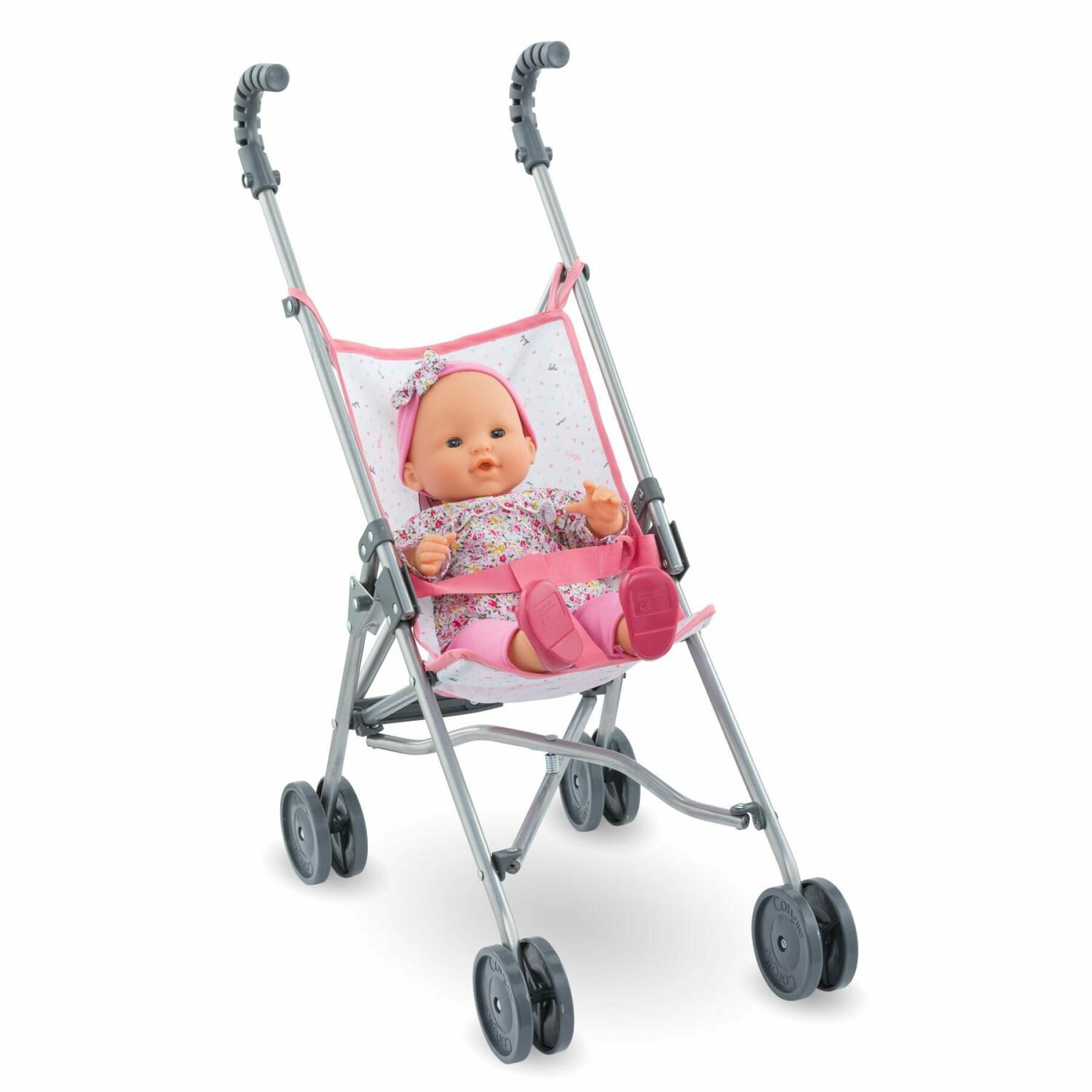 Roze wandelwagen voor baby Corolle
