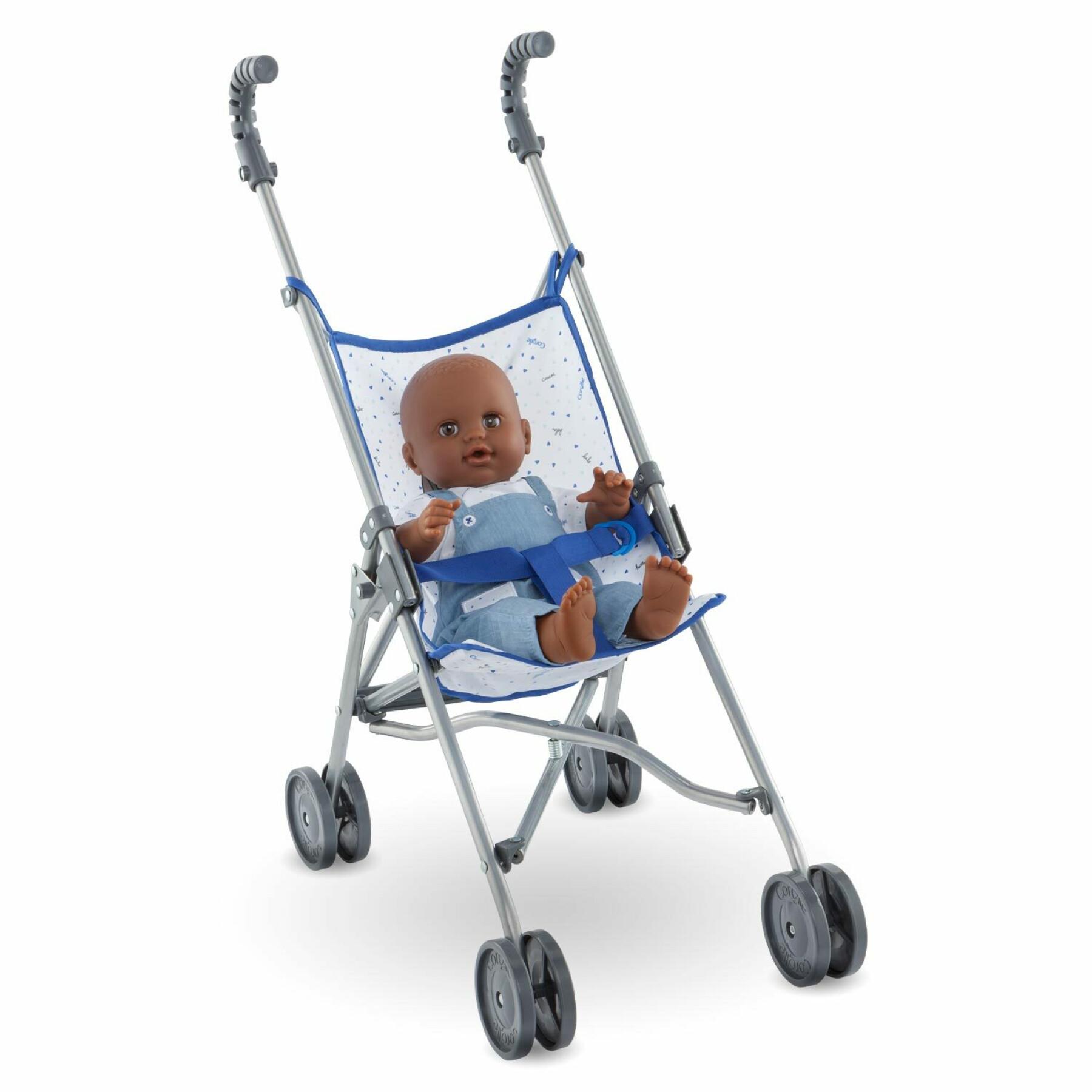 Blauwe wandelwagen voor baby Corolle