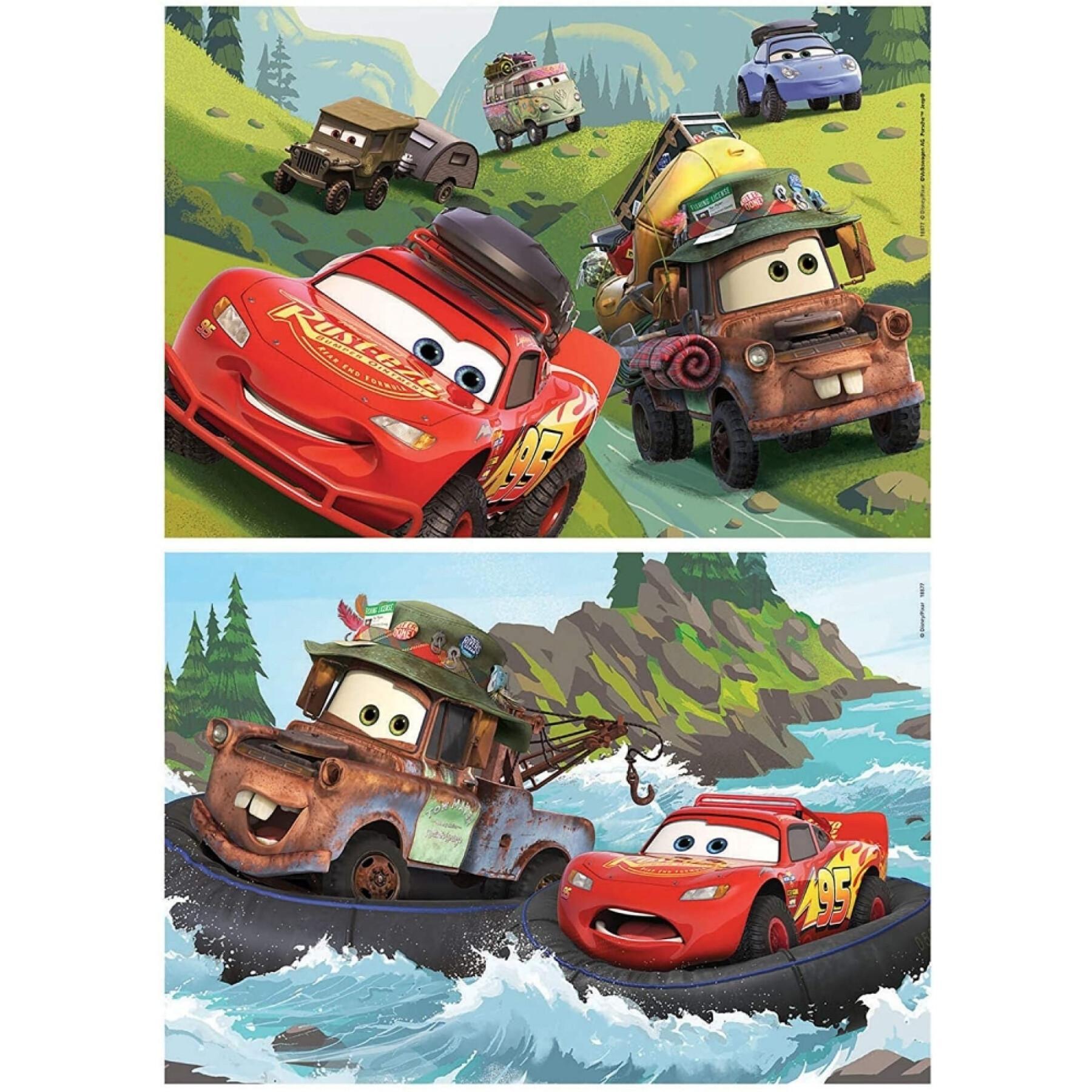 Set van 2 puzzles met 25 houten stukken Disney Cars
