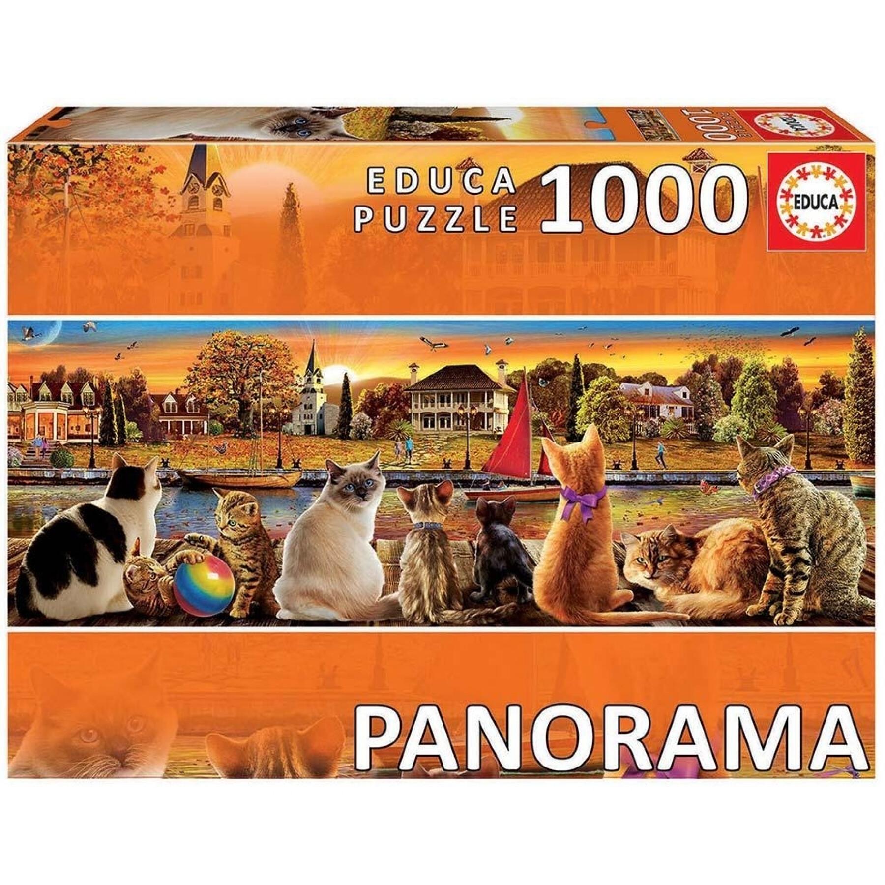 1000 stukjes puzzel Educa Panorama Gatos