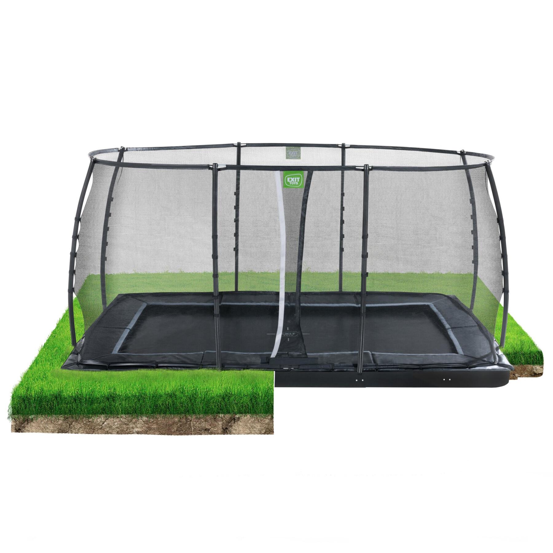 Ondergrondse trampoline op grondniveau met veiligheidsnet Exit Toys Dynamic 244 x 427 cm