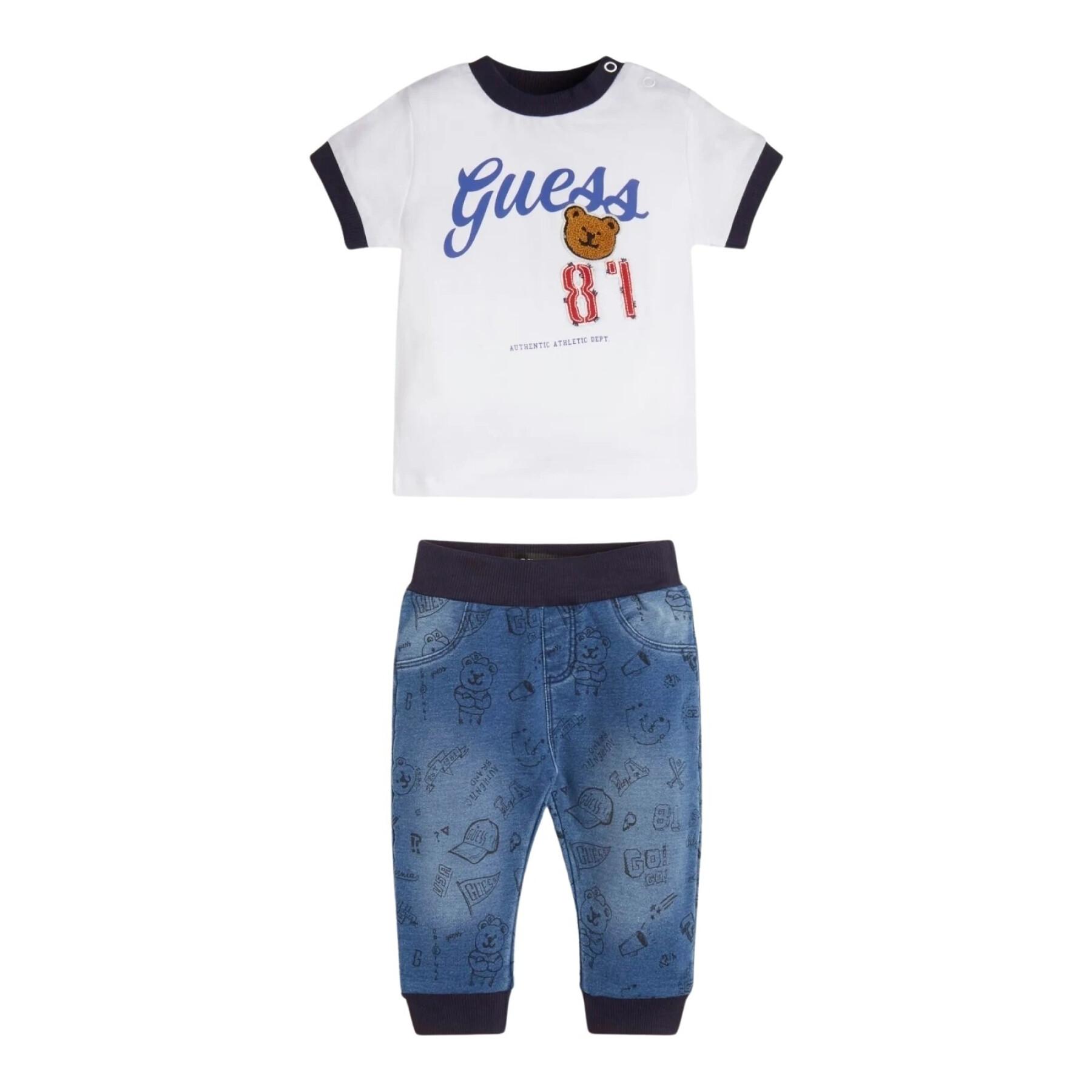 T-shirt met spijkerbroek + joggingpak voor babyjongens Guess