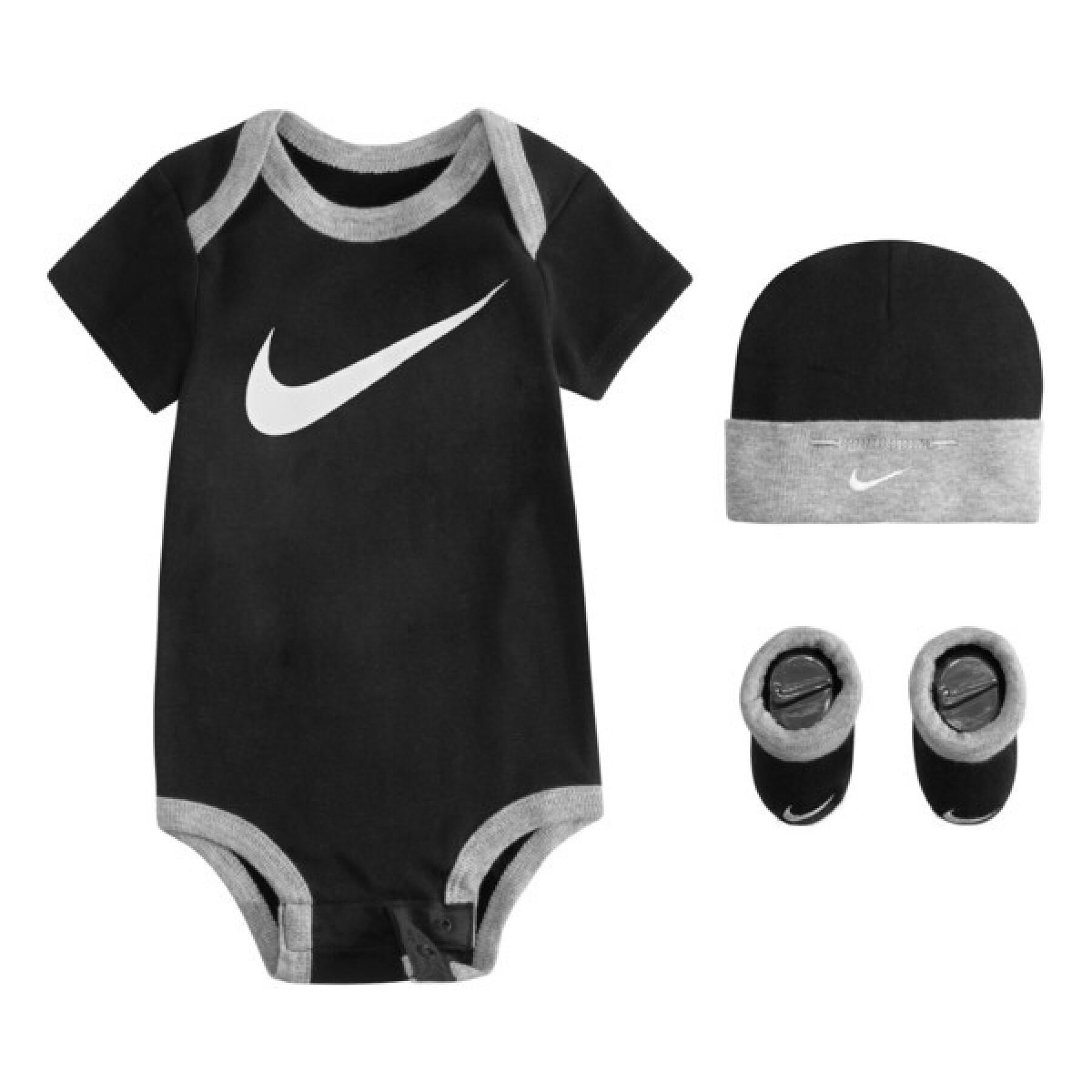 Romper + muts + slofjes voor babyjongens Nike NHN Swoosh