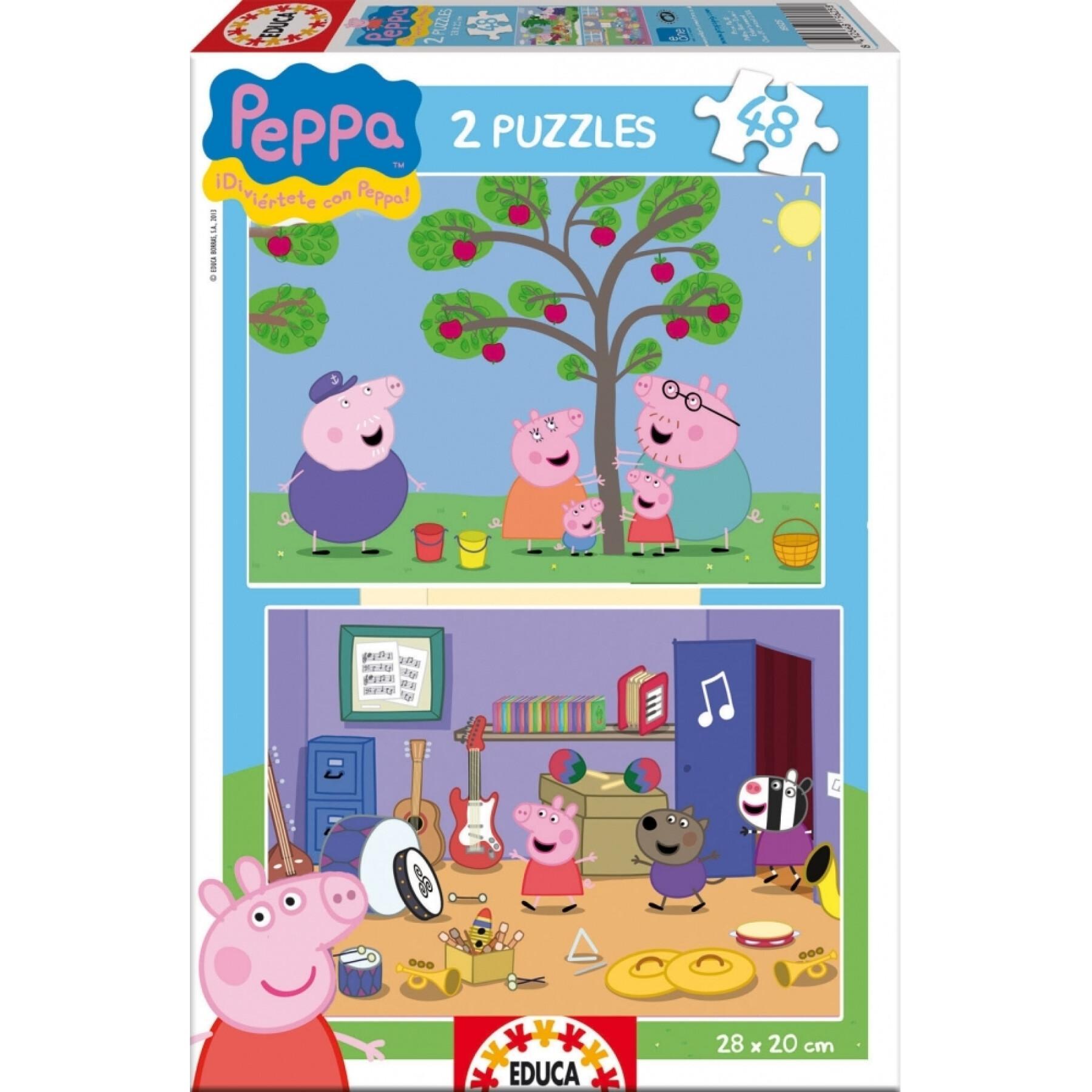 2-delige puzzel x 48 stukjes Peppa Pig