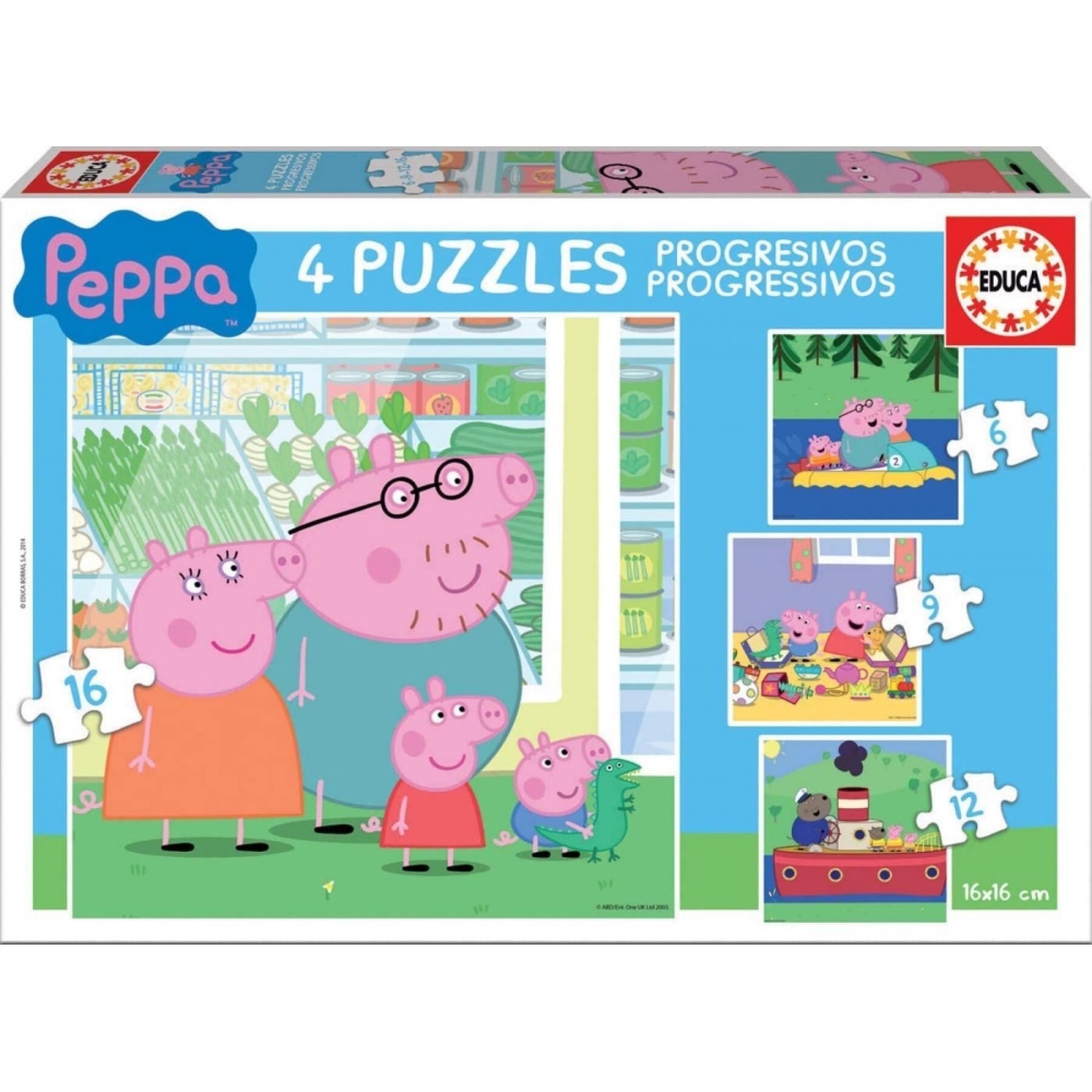 6-9-12-16 stuk progressieve puzzel Peppa Pig