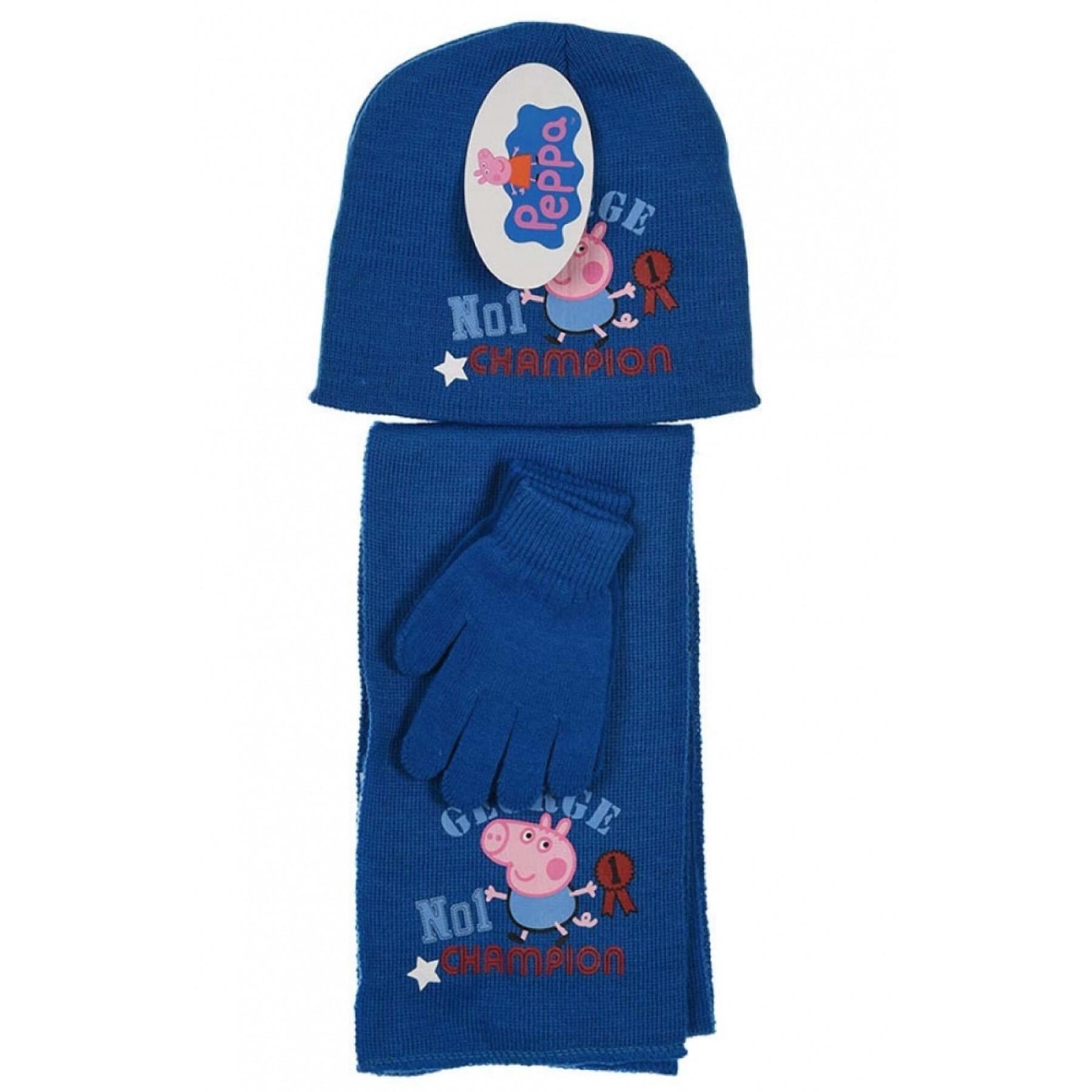 Babymuts en sjaalset met wollen handschoenen Peppa Pig