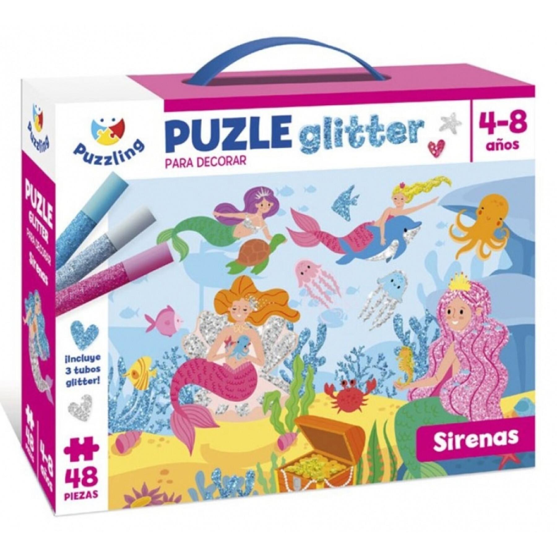2-delige puzzel x 48 pièces Puzzling Sirenas Glitter