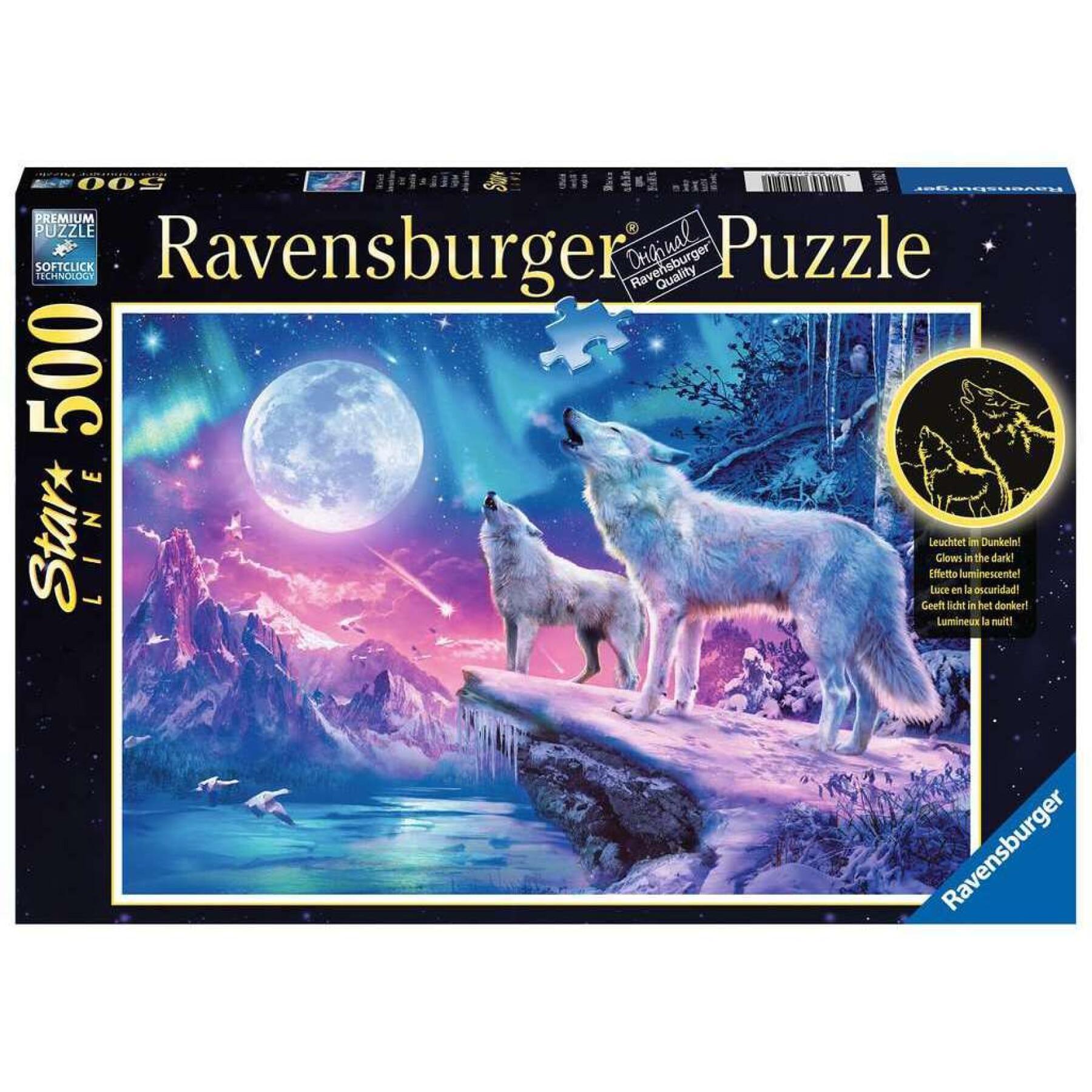 500 stukjes sterlijn puzzel wolven onder het noorderlicht Ravensburger