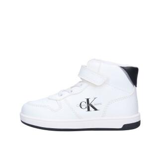 Kinderschoenen met vetersluiting en klittenband Calvin Klein white/black