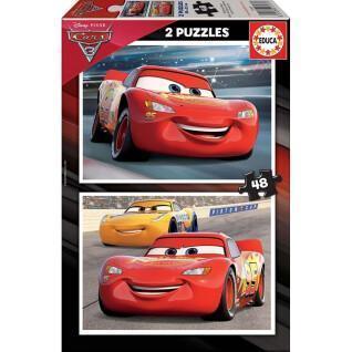 Set van 2 puzzles met 48 stuks cars double Cars