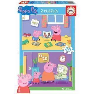 2-delige puzzel x 20 stukjes Peppa Pig