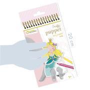 Klein boekje met 24 voorgeknipte vingerpoppetjes om in te kleuren Avenue Mandarine Graffy Puppet, Prince et Princesse