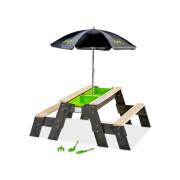 Zand en water activiteitentafel, en picknicktafel (2 banken) met parasol en tuingereedschap Exit Toys Aksent